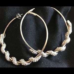 Roberto Cavalli embellished snake 2”hoop earrings
